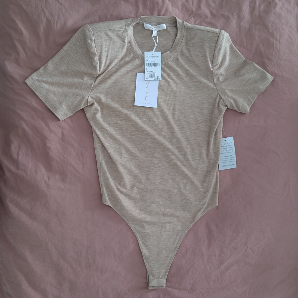 Beige Short Sleeve Bodysuit